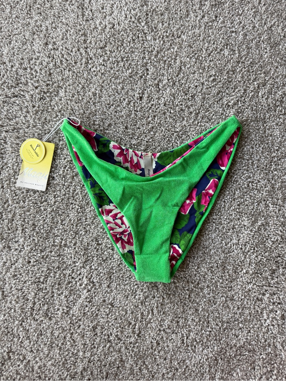 Maaji Green Floral Reversible Bikini Bottom